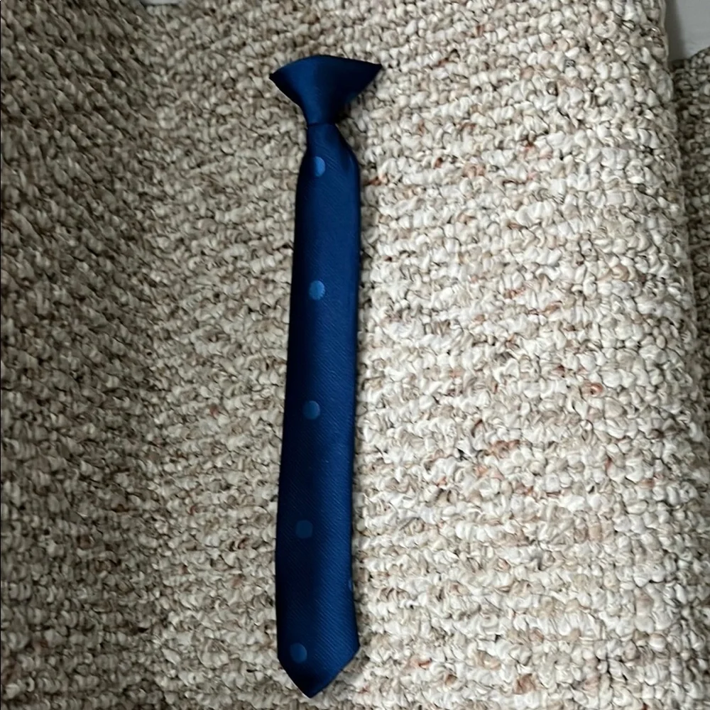 Young Child Clip On Tie Blue with Polka Dots